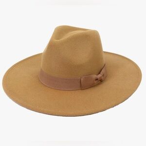 New Stylish Tan Wide-Brim Fedora Hat